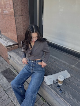 「ショートジャケット」｜越後 穂乃香さん（レディース・150cm）の冬コーディネート
