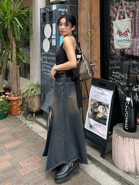 「EVRIS（エヴリス）のバックリボンホルターネックトップス（Tシャツ/カットソー）」を使った、越後 穂乃香さん（レディース・150cm）の夏コーディネート