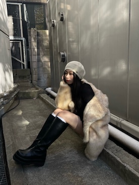 「ブーツコーデ」｜「アイテム（ブルゾン）」を使った、越後 穂乃香さん（レディース・150cm）の冬コーディネート