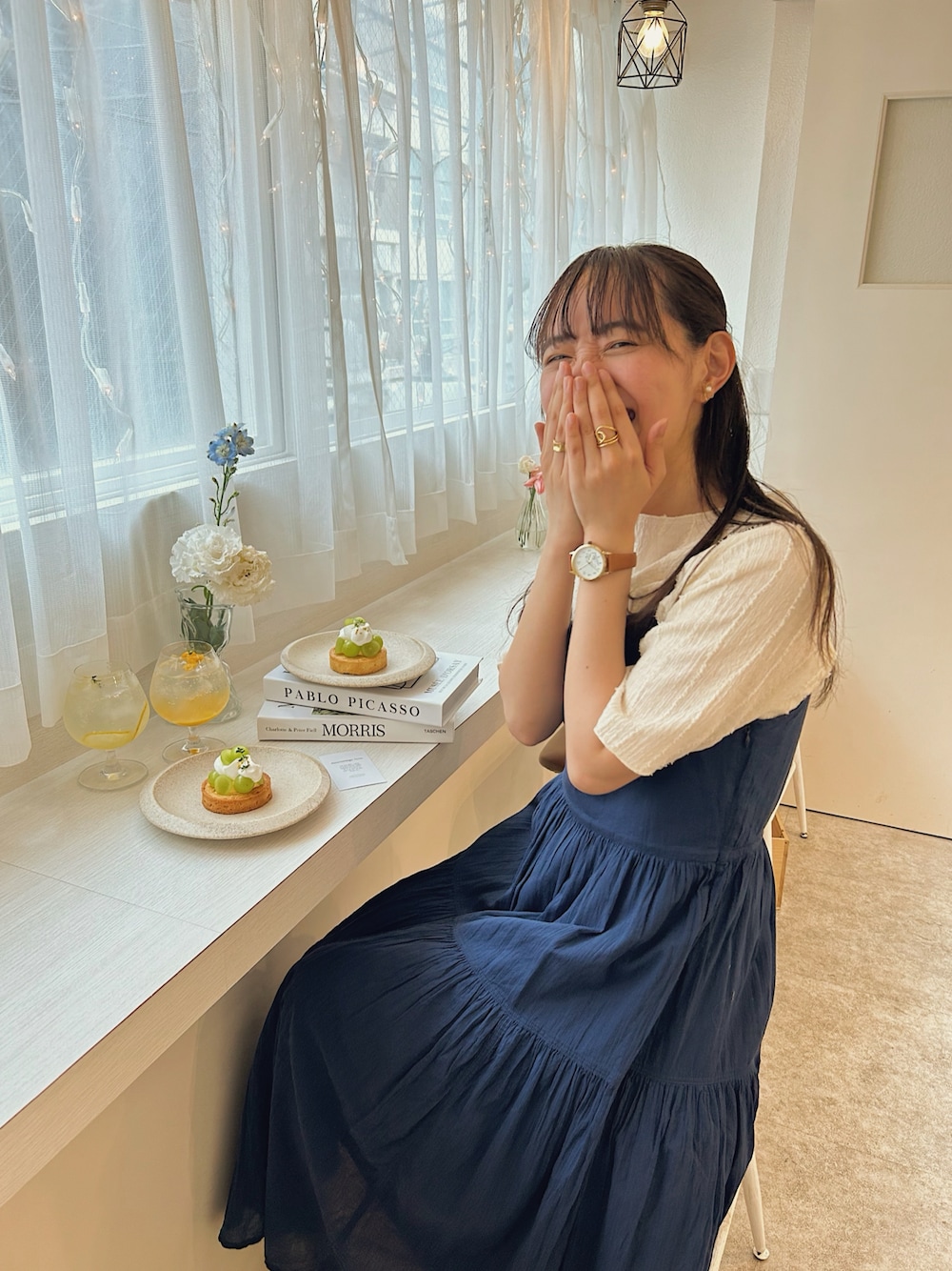 「夏コーデ、ootd、MUJI、無印良品、オトナ女子、カフェ巡り、ワンピース、フリンジ」｜「LOWRYS FARMのフリンジ５S　121024（Tシャツ/カットソー、ホワイト系）」を使った、manaminさん（骨格ナチュラル・レディース・160cm）の夏コーディネートの1枚目の写真