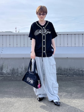 「X-girl（エックスガール）のSCHOOL GIRL BAG（ハンドバッグ、ブラック系）」を使った、Emiruさん（レディース・165cm）の春コーディネート