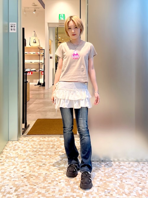 STAR AND FACE S/S BABY TEE（Tシャツ/カットソー）｜X-girl