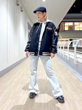 「秋冬」｜「アイテム（スタジャン）」を使った、小島えみるさん（レディース・165cm）の秋コーディネート