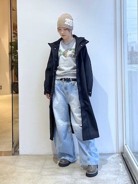 「アイテム（帽子）」を使った、Emiruさん（レディース・165cm）の冬コーディネート