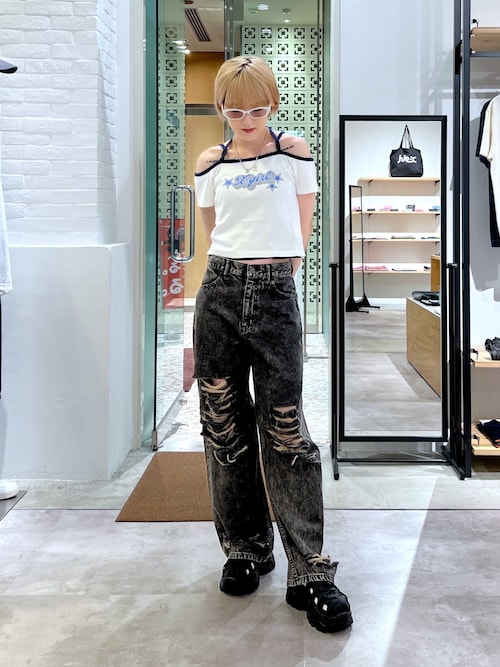 ブランド品 通販サイト DISTRESSED LOOSE PANTS（デニムパンツ）｜X DENIM STRAIGHT パンツ