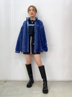 「X-girl（エックスガール）の#1 SKATER TWILL FLIGHT SKIRT（スカート）」を使った、小島えみるさん（レディース・165cm）の冬コーディネート