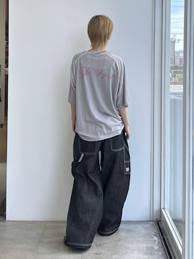 「X-girl（エックスガール）のBAGGY DENIM PANTS（Denim pants、ブラック系）」を使った、Emiruさん（レディース・165cm）の夏コーディネート