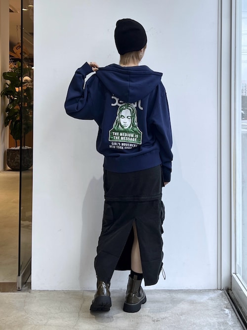 FACE PATCH AND LOGO ZIP UP SWEAT HOODIE（パーカー）｜X-girl