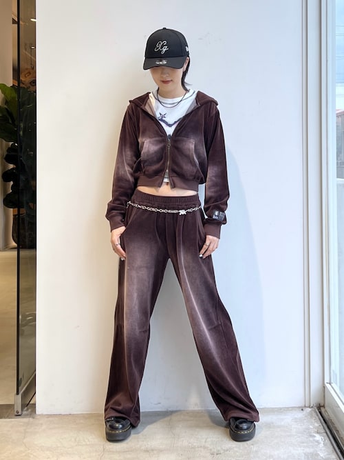 FADED VELOUR COMPACT ZIP UP HOODIE（パーカー）｜X-girl（エックス