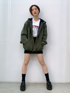 「XLARGE（エクストララージ）のアイテム」を使った、Emiruさん（レディース・165cm）の秋コーディネート