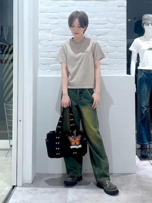 RHINESTONE LOGO LOOSE DENIM PANTS（デニムパンツ）｜X-girl