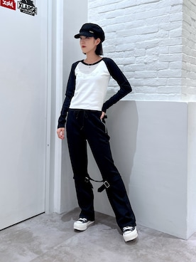 「ラグランTシャツ」｜Emiruさん（レディース・165cm）の秋コーディネート