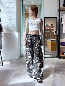 「X-girl（エックスガール）のアイテム」を使った、Emiruさん（レディース・165cm）の夏コーディネート