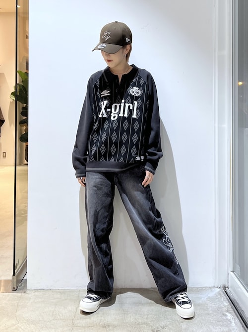 X-girl x UMBRO HALF ZIP JACQUARD KNIT TOP（ニット/セーター