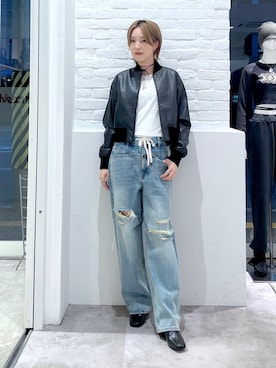 「アイテム（ブルゾン）」を使った、Emiruさん（レディース・165cm）の夏コーディネート