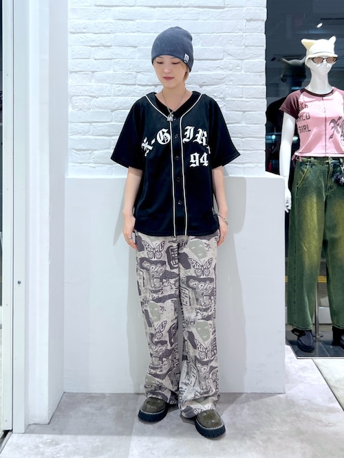 OLD ENGLISH LOGO BASEBALL SHIRT（シャツ/ブラウス）｜X-girl