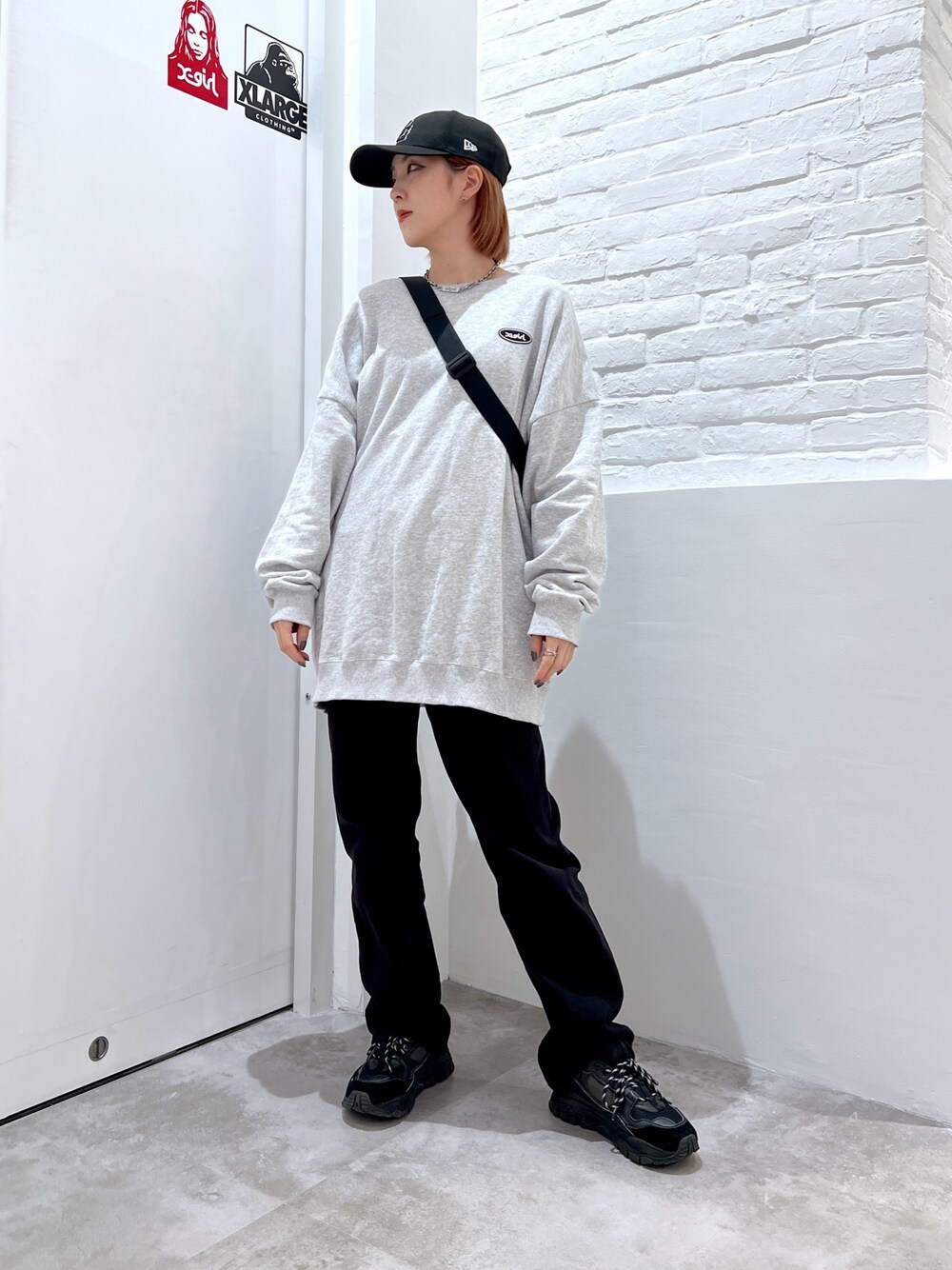 X-girl（エックスガール）の「HIGH WAISTED LOOSE FIT PANTS
