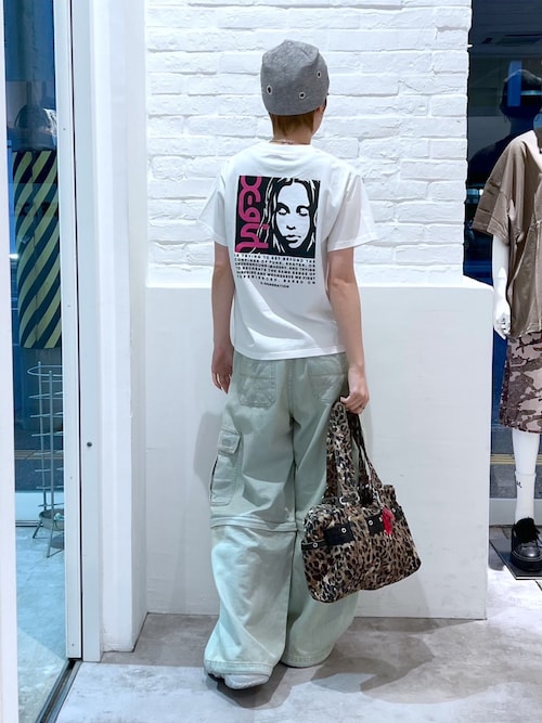 SIDE LOGO FACE LABEL S/S TEE（Tシャツ/カットソー）｜X-girl