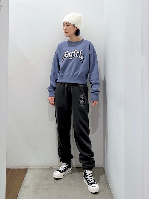 x-girl スウェット X-girl エックスガール CIRCLE BACKGROUND FACE LOGO BIG SWEAT