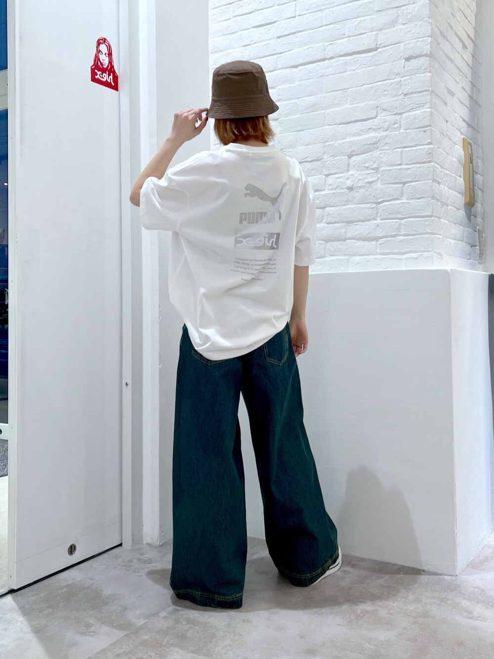 PUMA×X-girl オーバーサイズTシャツ 半袖Tシャツ バックプリント