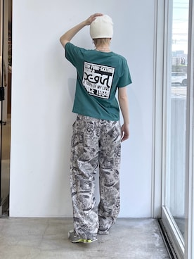 「X-girl（エックスガール）のFACE LABEL POCKET EASY PANTS（Pants、その他）」を使った、Emiruさん（レディース・165cm）の夏コーディネート
