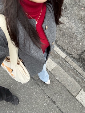 「Maison Kitsune（メゾンキツネ）のアイテム（トートバッグ）」を使った、たくあんさん（レディース・156cm）の秋コーディネート