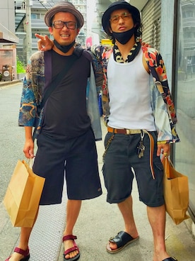 「FREEWHEELERS（フリーホイーラーズ）のアイテム（パンツ）」を使った、bucoj100さん（メンズ・169cm）の夏コーディネート