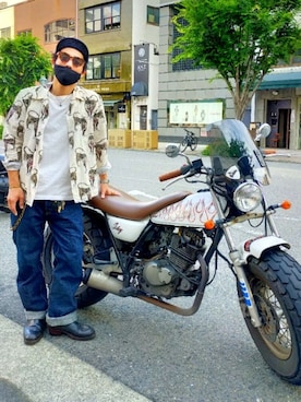 「FREEWHEELERS（フリーホイーラーズ）のアイテム（帽子）」を使った、bucoj100さん（メンズ・169cm）の夏コーディネート