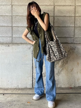 「しまむら（シマムラ）のアイテム（ベスト）」を使った、𝑛.さん（レディース・155cm）の夏コーディネート