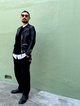 「ALLSAINTS（オールセインツ）のアイテム（ライダースジャケット）」を使った、hideさん（メンズ・182cm）の秋コーディネート