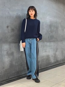 zucca ズッカ ツイード × デニム プリーツ パンツ タグ付き ZUCCa（ズッカ）の「デニムドッキング / パンツ / (O)（デニムパンツ