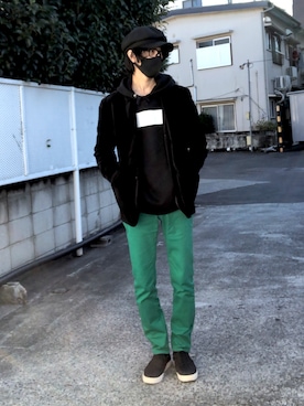 「ZION（ザイオン）のアイテム」を使った、YUSUKEさん（メンズ・174cm）の秋コーディネート