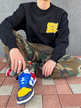 「ROTHCO（ロスコ）のROTHCO(ロスコ) / BDU カモフラージュワイドカーゴパンツ/カモ/カーゴ（カーゴパンツ、グリーン系）」を使った、tesshigramさん（メンズ・173cm）の秋コーディネート