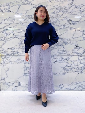 「レーススカート」｜「アイテム（セットアップ）」を使った、Mihokoさん（レディース・159cm）の冬コーディネート