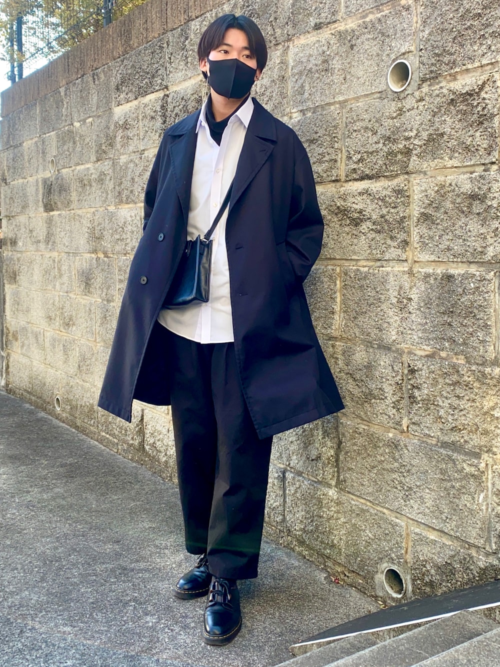新品 PLST チェスターコート S/M グレー BL】ウールチェスターコート/グレー×ソリッド/NEW ZEALAND WOOL