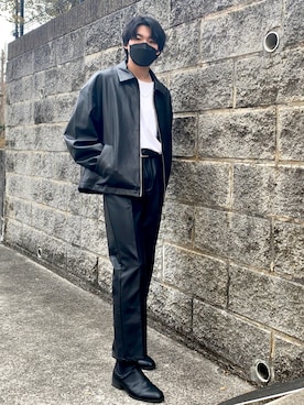 「GU（ジーユー）のアイテム（ライダースジャケット）」を使った、natsukiさん（メンズ・177cm）の春コーディネート