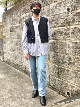 「アイテム（デニムパンツ、その他）」を使った、natsukiさん（メンズ・177cm）の冬コーディネート