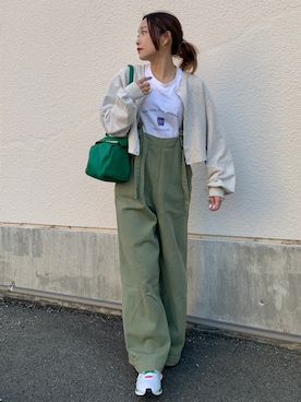 「andme（アンドミー）のアイテム（オールインワン・サロペット）」を使った、Katieさん（レディース・155cm）の春コーディネート