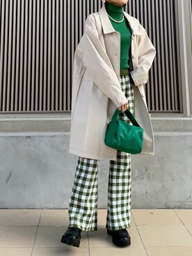 「チェック柄に恋してる」｜「アイテム（その他アウター）」を使った、Katieさん（レディース・155cm）の冬コーディネート