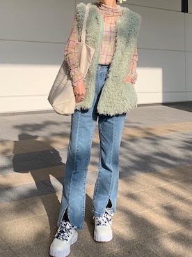 「emi+（エミプラス）のアイテム（その他アウター）」を使った、Katieさん（レディース・155cm）の春コーディネート
