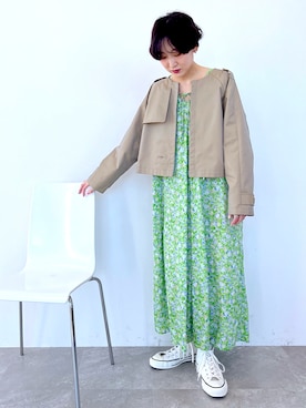 「niko and...（ニコアンド）のアイテム（その他アウター）」を使った、YUCO(ユコ)さん（レディース・163cm）の春コーディネート