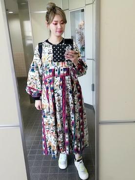 「チャイハネ（チャイハネ）のアイテム（ワンピース）」を使った、稲妻アスリートさん（レディース・165cm）の春コーディネート