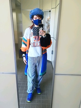「ロングニット」｜「アイテム（パンツ）」を使った、稲妻アスリートさん（レディース・165cm）の秋コーディネート