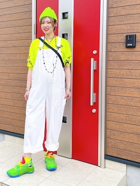 「ナイキスニーカー」｜「アイテム（オールインワン・サロペット）」を使った、稲妻アスリートさん（レディース・165cm）の夏コーディネート