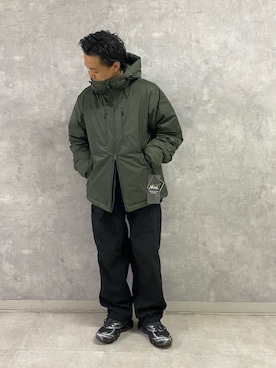 「季節の変わり目羽織コーデ」｜「アイテム（ダウンジャケット/コート）」を使った、小野川典さん（メンズ・168cm）の秋コーディネート