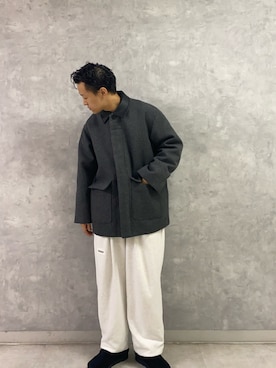 「アイテム（カバーオール）」を使った、小野川典さん（メンズ・168cm）の冬コーディネート