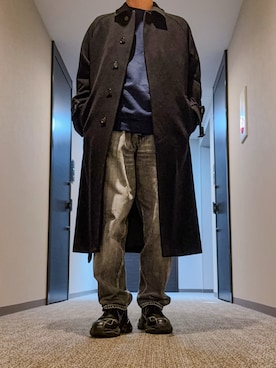 「AURALEE」｜「アイテム（ステンカラーコート）」を使った、shbonさん（メンズ・172cm）の秋コーディネート