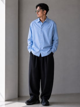 AURALEE 20AW ブルー　シャツ　オーラリー　ブラウス Auralee Washed Finx Twill Big Shirt Blue – Très Bien
