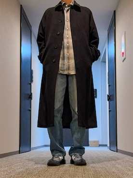 「シンプル」｜「アイテム（ステンカラーコート）」を使った、shbonさん（メンズ・172cm）の秋コーディネート