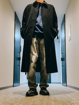 AURALEEのステンカラーコートを使った人気ファッションコーディネート